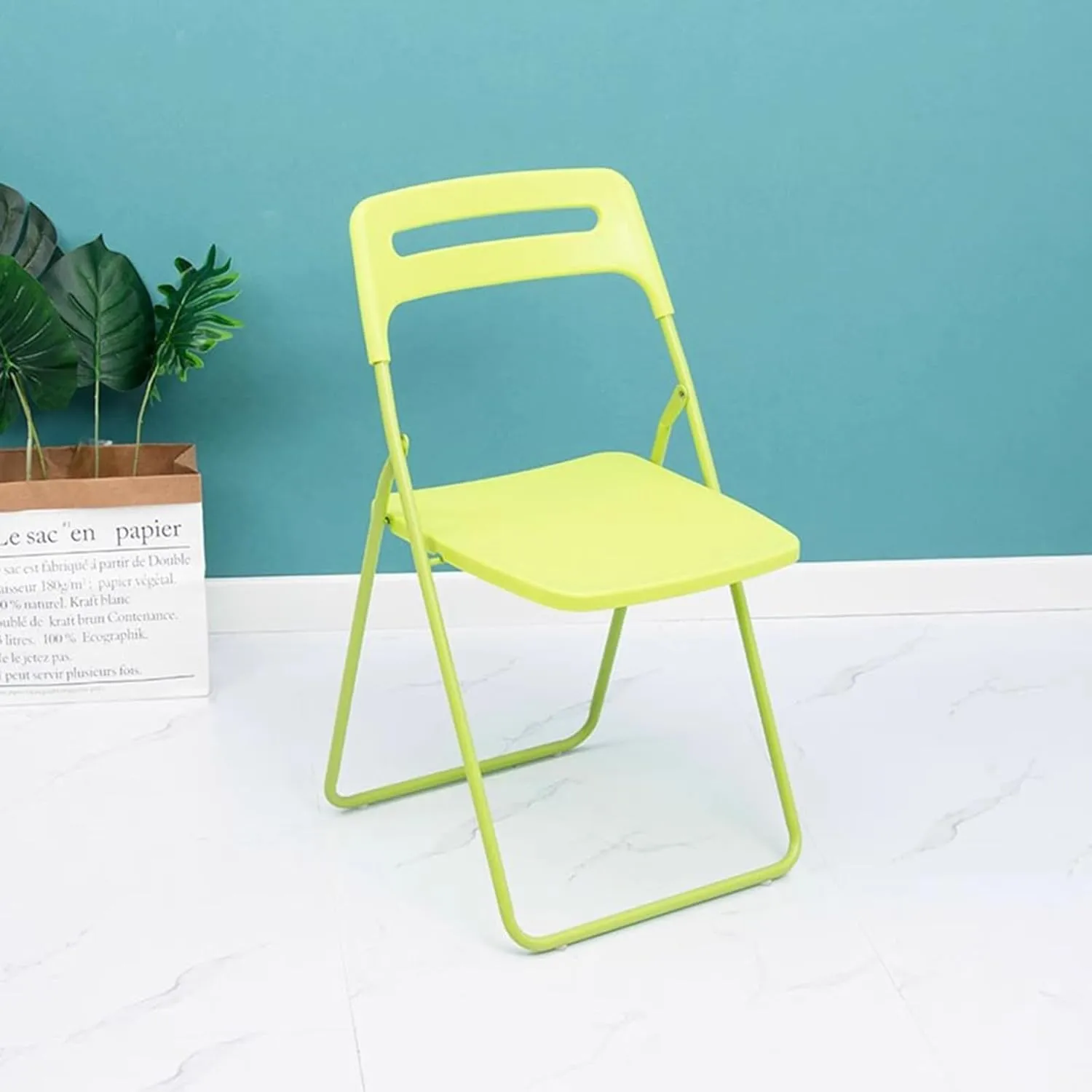 Home Outdoor Dining air Folding air Stool Plastic Portable backrest air(Grün)