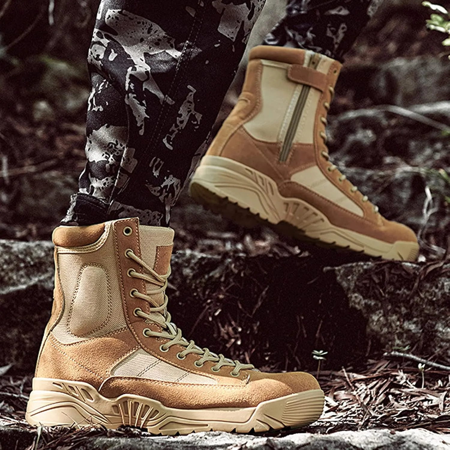 hongrenamz Mens Waterproof Hiking Boots High Outdoor Non Slip Lightweight Lace up Boot Backpacking Trekking Mountaineering Shoes Brown-EU42/US8.5