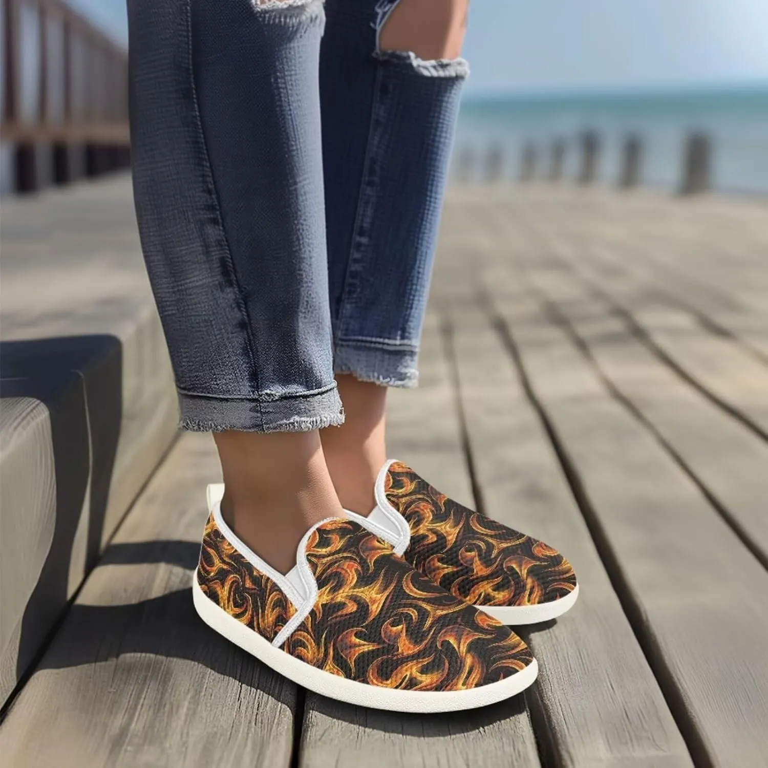 Howilath Slip on Loafers for Women Flat Mesh Shoes Running Sneakers Lightweight Casual Shoes