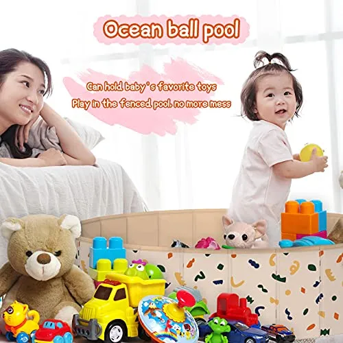 HQ21007 Kids Sand and Water Table - Foldable Game Room Ball Pit Portable Sandbox Pet Bathing Toddlers Sensory Toy Play Activity Center Summer Pool Diameter 47 Inchs