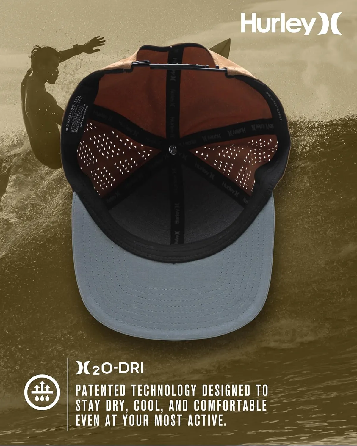 Hurley Men’s Hat – Lightweight Phantom Core Snap-Back Baseball Cap