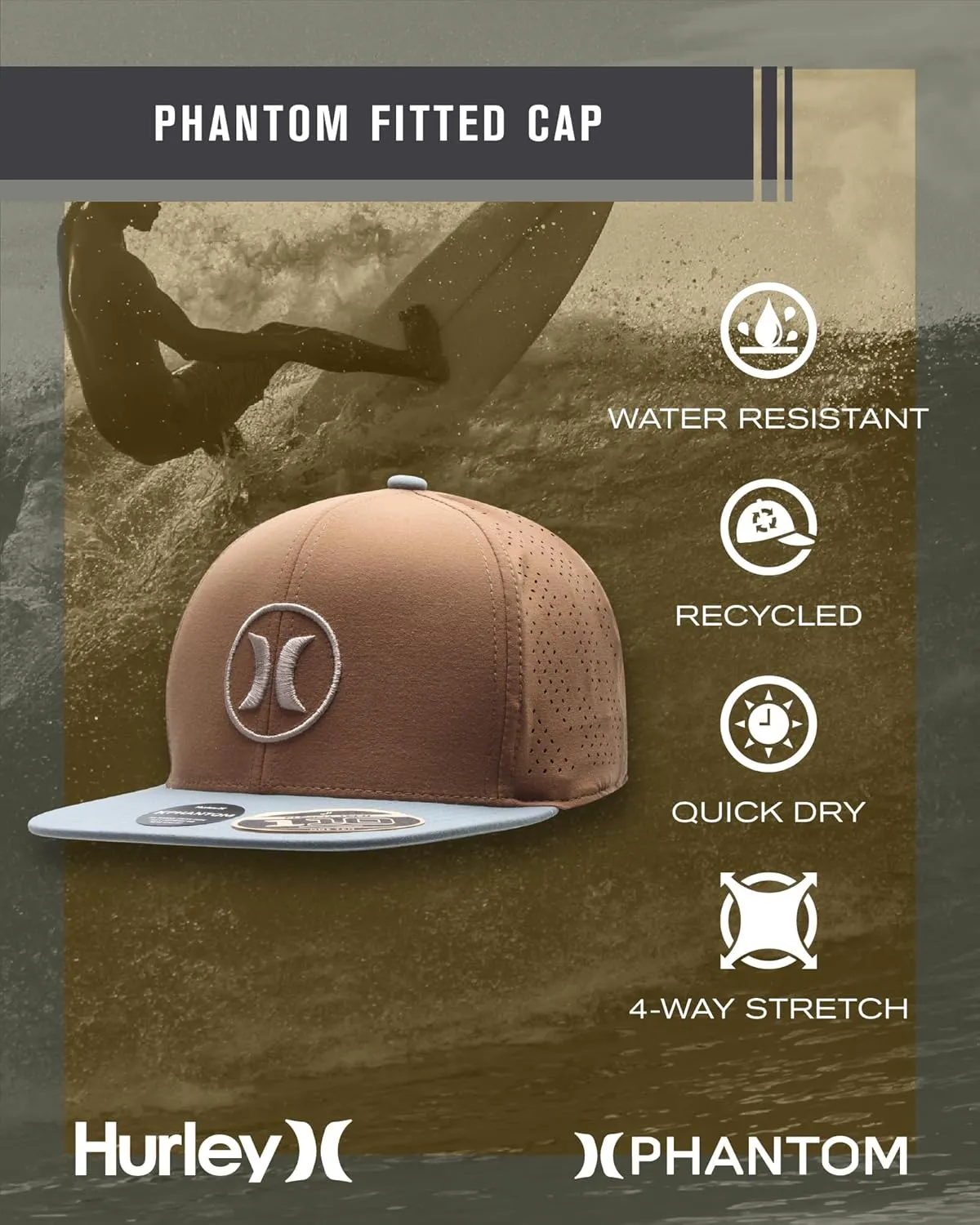 Hurley Men’s Hat – Lightweight Phantom Core Snap-Back Baseball Cap