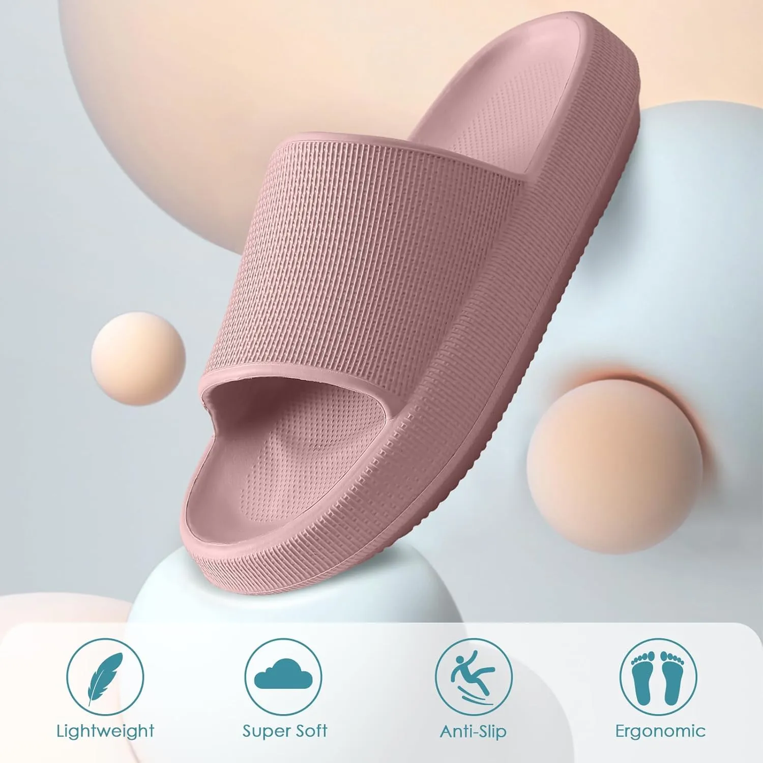 HUXMEYSON Cloud Slippers for Women and Men, Pillow Slippers Super Soft, Thick Sole Slides for Women with Anti-Skid Sole