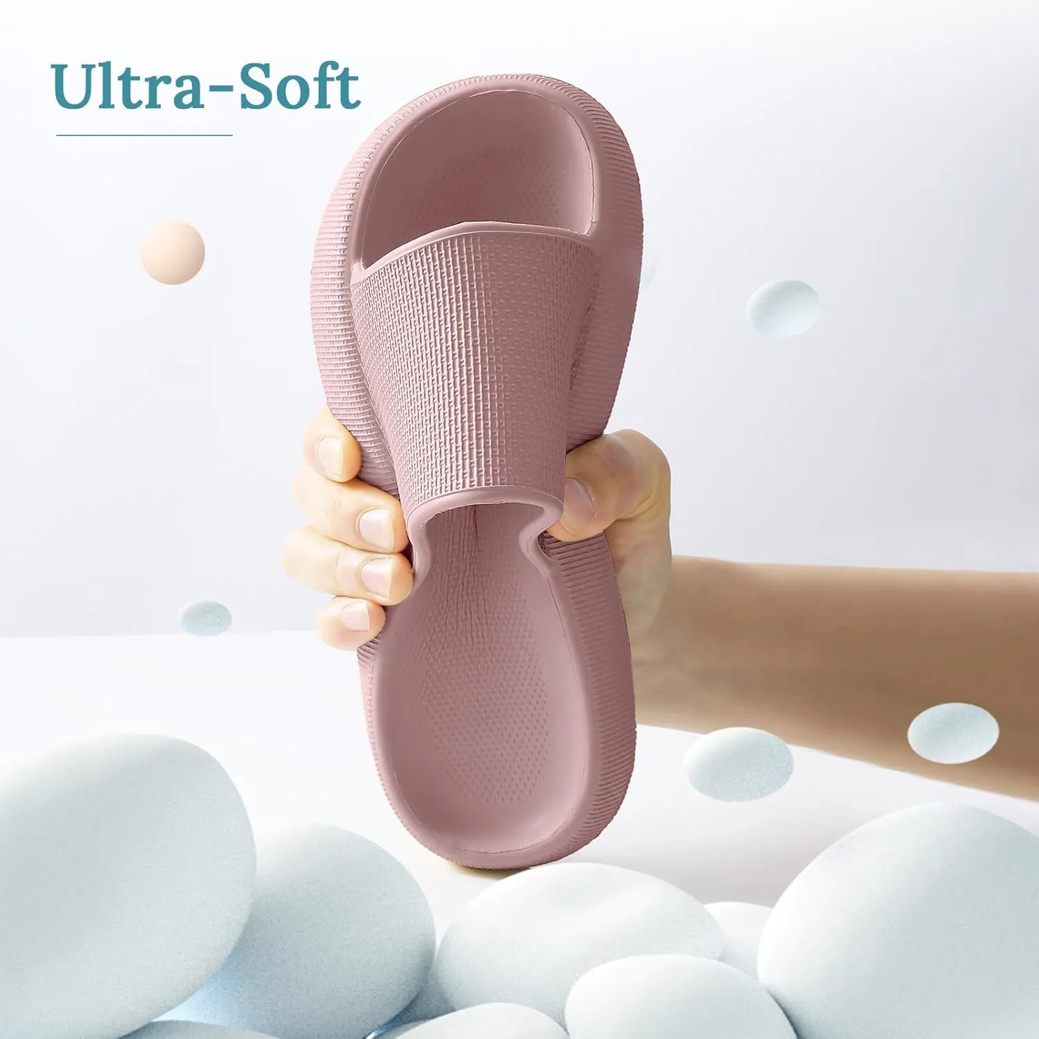 HUXMEYSON Cloud Slippers for Women and Men, Pillow Slippers Super Soft, Thick Sole Slides for Women with Anti-Skid Sole