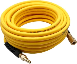 Hybrid Air Hose 1/4-Inch x 50FT，Air Compressor Hose 300 PSI Heavy Duty, Lightweight, Kink Resistant, All-Weather Flexibility with 1/4-Inch Industrial Air Fittings and Bend Restrictors,Yellow
