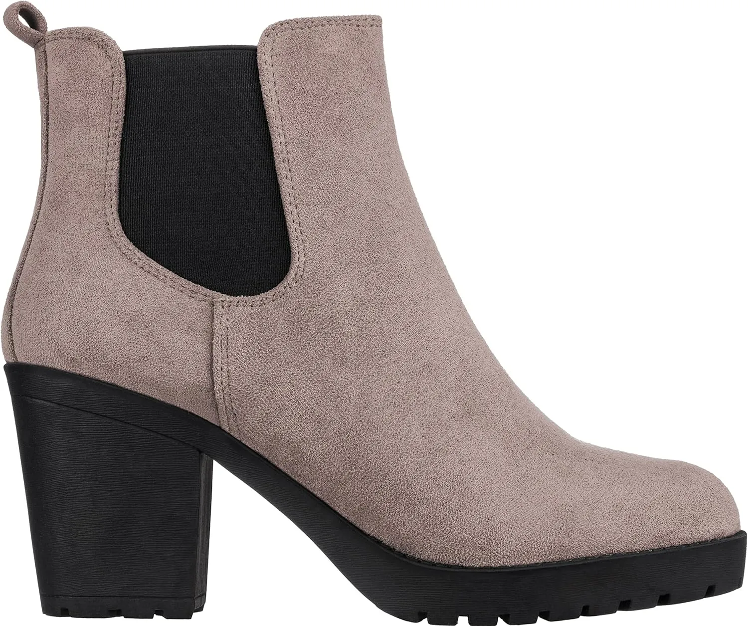 ILLUDE Women’s Classic Chelsea Bootie Chunky Mid Heel Rounded Toe Slip On Boots
