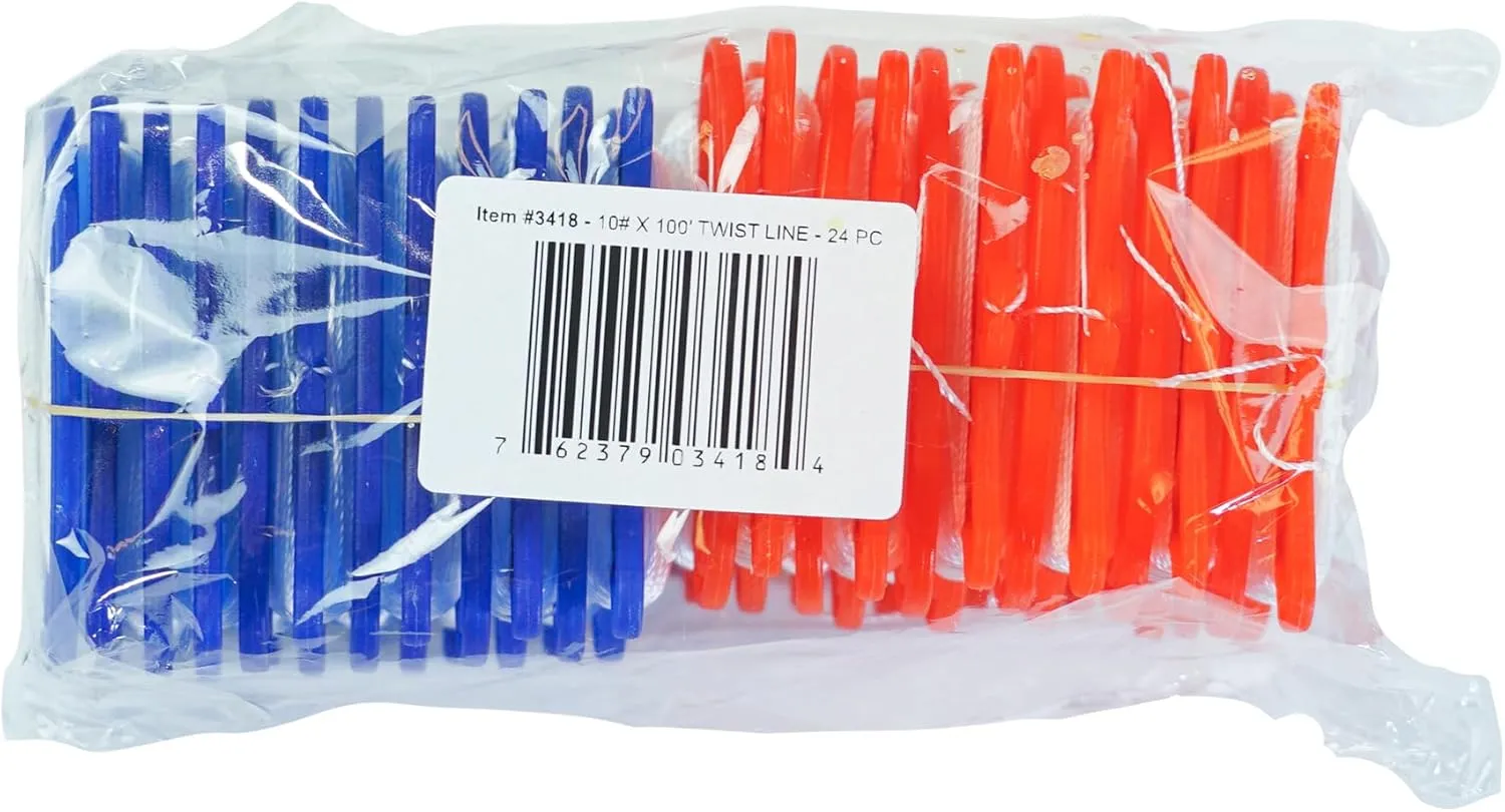 In the Breeze 3418 — 10 LB x 100' Twisted Kite Line - 24 Pieces; Bulk Kite Winders for Class Projects, Summer Camps, Group Activites