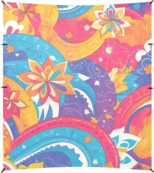 Indianred Tie-dye Background Vibrant Colors and Swirling Patterns Tie-dye Pattern_ Foldable Beach Canopy UPF50  Protection Water-Resistant Portable Sun Shelter Includes Sand Shovel, Sandbags,