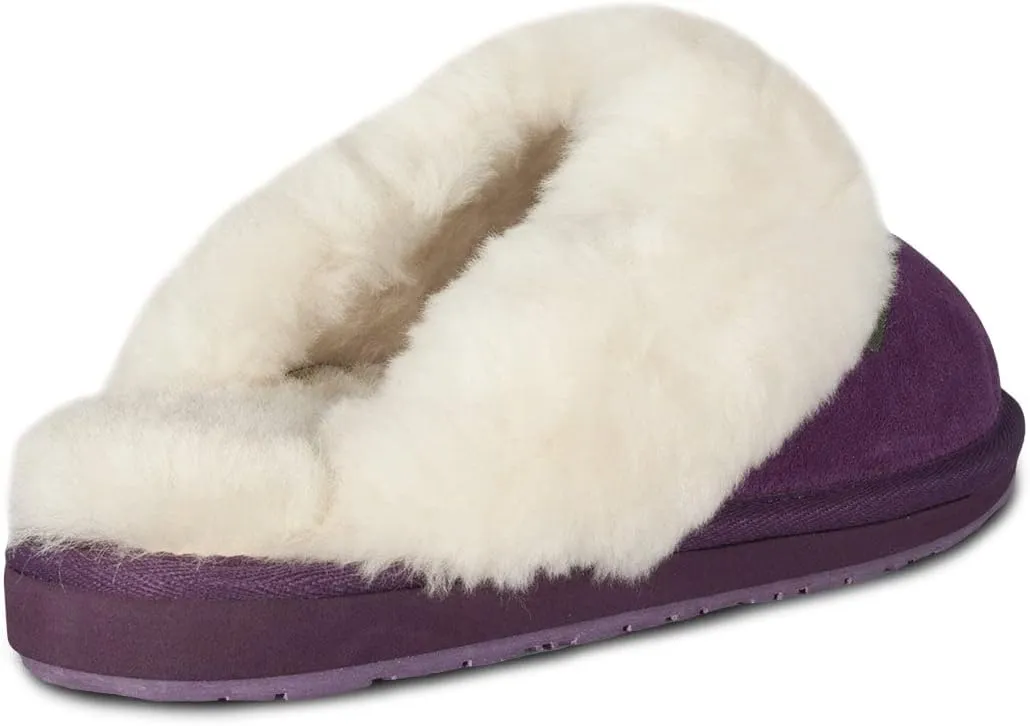 Indoor Outdoor Scuff House Slippers for Women - Genuine Sheepskin Slip-on Slippers