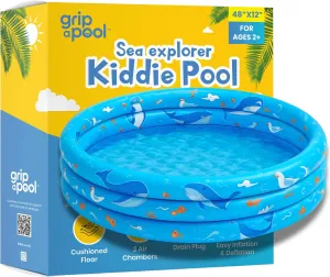 Inflatable Kiddie Pool for Toddlers, 48"X12" Round Plastic Blow Up Kids Swimming Pool, Outdoor Water Play, Ball Pit Toys for Kids Age 2 3 4 5, Summer Essential Baby Splash Pools with Cushioned Floor