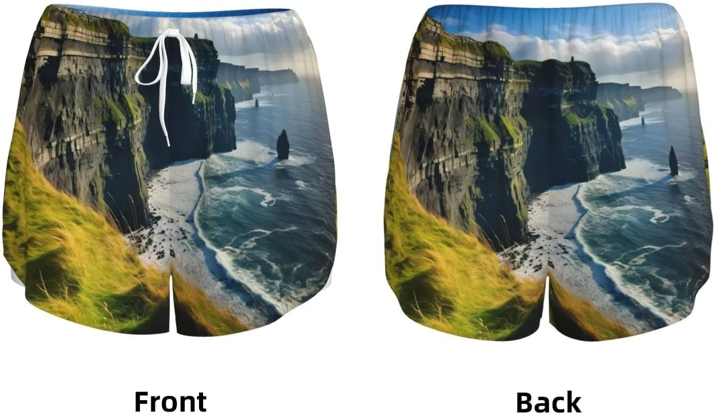 Ireland Outdoors County Clare The Cliffs Women's Lightweight Hiking Cargo Shorts Quick Dry Athletic Shorts