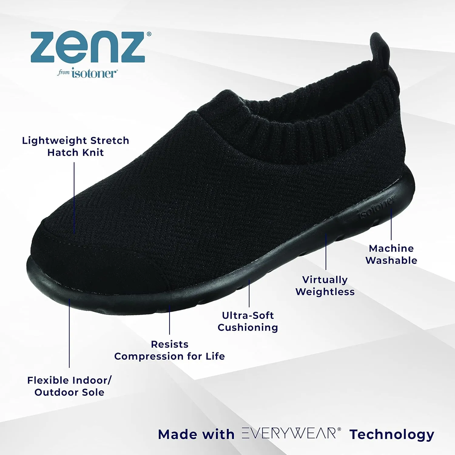 isotoner Zenz Womens Slippers, Lightweight Hatch Knit Slip-On