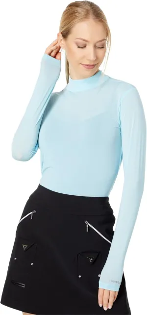 Jamie Sadock® Sunsense® Mandarin Collar Layering Shirt for Women – Long Sleeves – Blended Nylon Oasis SM One Size