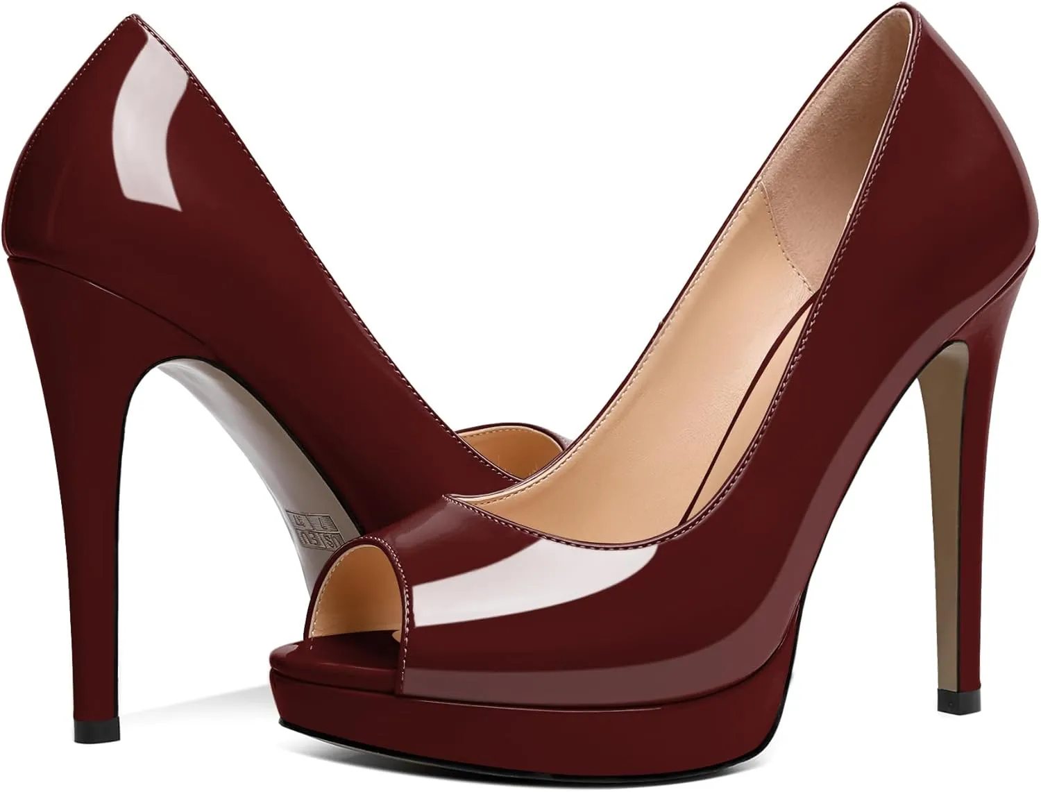 Joseywade Platform Stiletto Heels Peep Toe High Heel Pumps Women's 5 Inch Party Dance Dressy Slip On Shoes