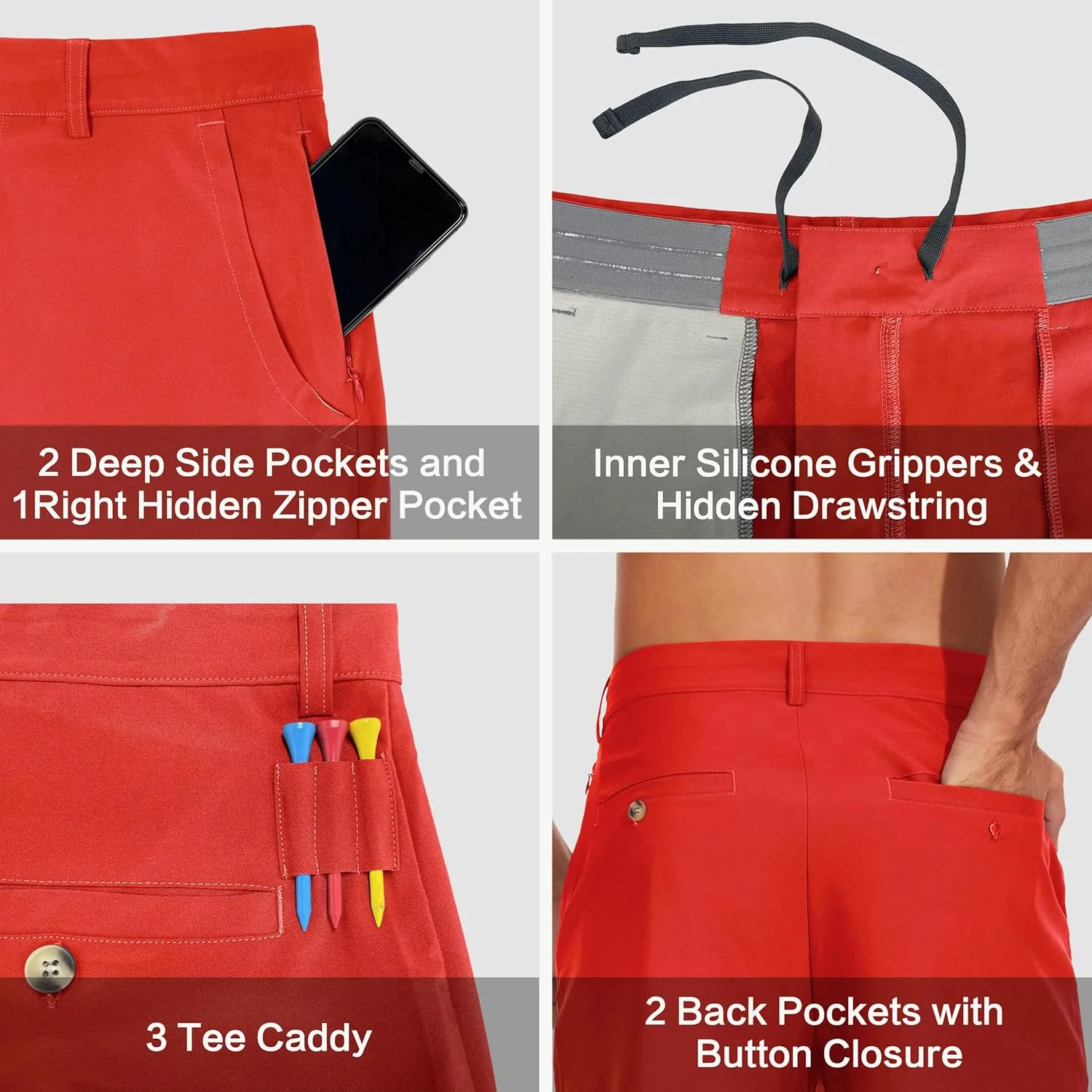 JWM Mens 7"/9" Stretch Golf Shorts - Lightweight Hybrid Casual Dress Work Flat Front Shorts with 5 Pockets Quick Dry UPF50