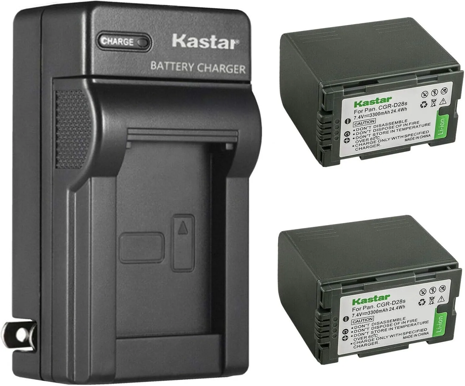 Kastar 2-Pack CGR-D28 Battery and AC Wall Charger Replacement for Panasonic PV-DC352, PV-DV51, PV-DV52, PV-DV53, PV-DV73, PV-DV100, PV-DV100K, PV-DV101, PV-DV102, PV-DV103, PV-DV121, PV-DV151
