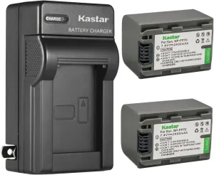 Kastar 2-Pack NP-FP70 / FP71 Battery and AC Wall Charger Replacement for Sony NP-FP50 NP-FP51, NP-FP60, NP-FP70 NP-FP71, NP-FP90 NP-FP91 Battery, Sony BC-TRP/TRH/TRV, BC-VH1, AC-VQH10 Charger