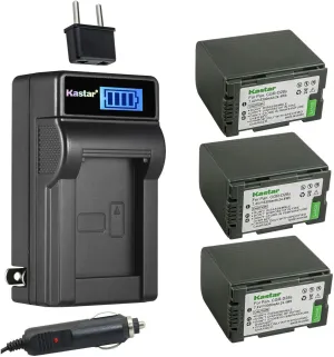 Kastar 3-Pack CGR-D28 Battery and LCD AC Charger Compatible with Panasonic NV-DS3, NV-DS7, NV-DS8, NV-DS9, NV-DS11, NV-DS11EN, NV-DS11ENA, NV-DS11ENC, NV-DS12, NV-DS12B, NV-DS15, NV-DS20, NV-DS25