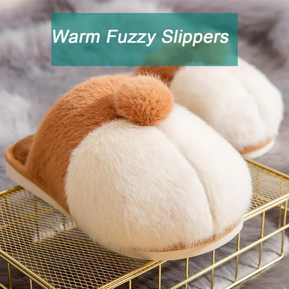Kawaii Slippers For Women Men Wool Lined House Slippers Plush Slip-On House Slippers Cute Animal Slippers Slip On Anti-Skid Sole Slippers