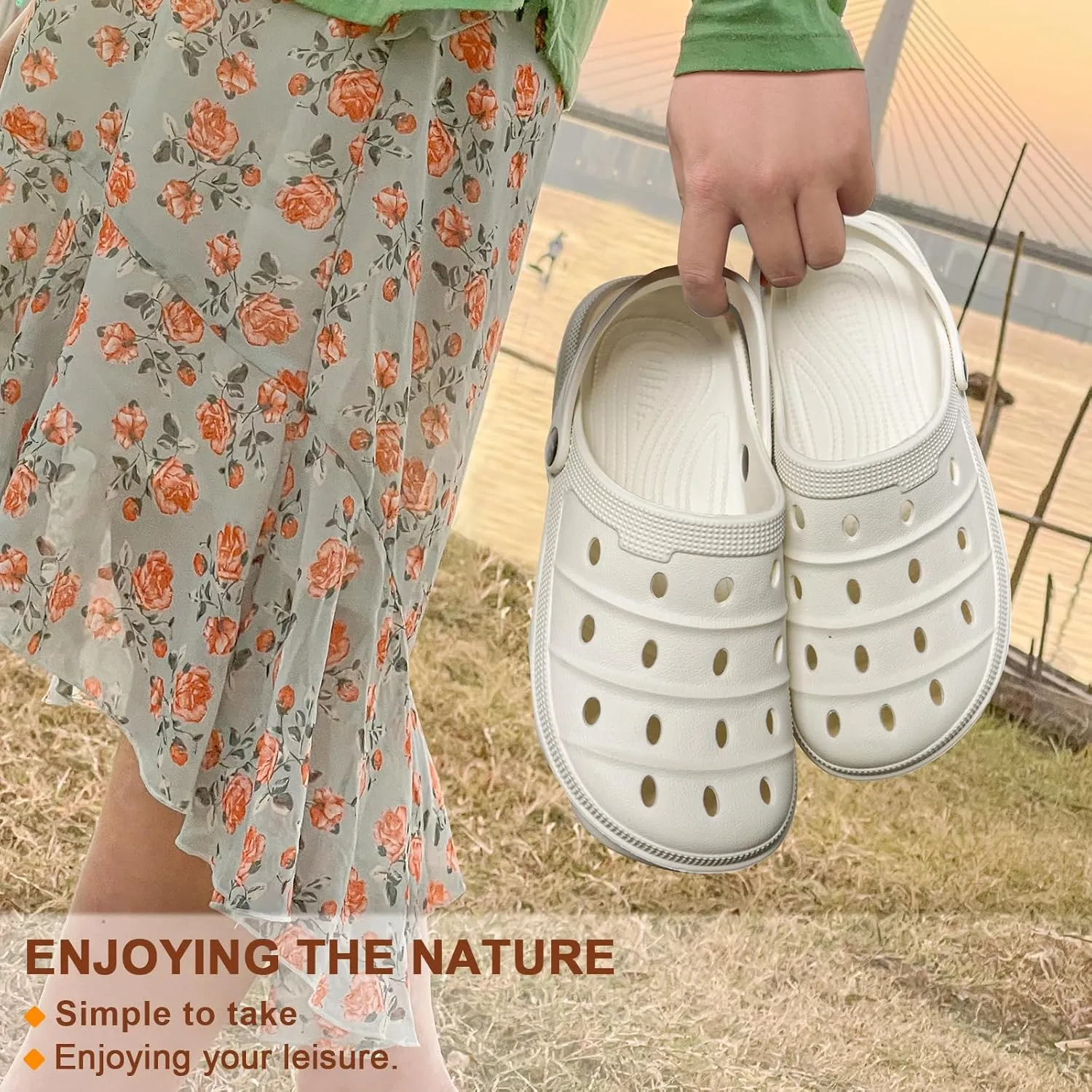 KEMISANT Women Clogs, Slip On Shoes Sandals with Cushioned Foot-Bed Sole