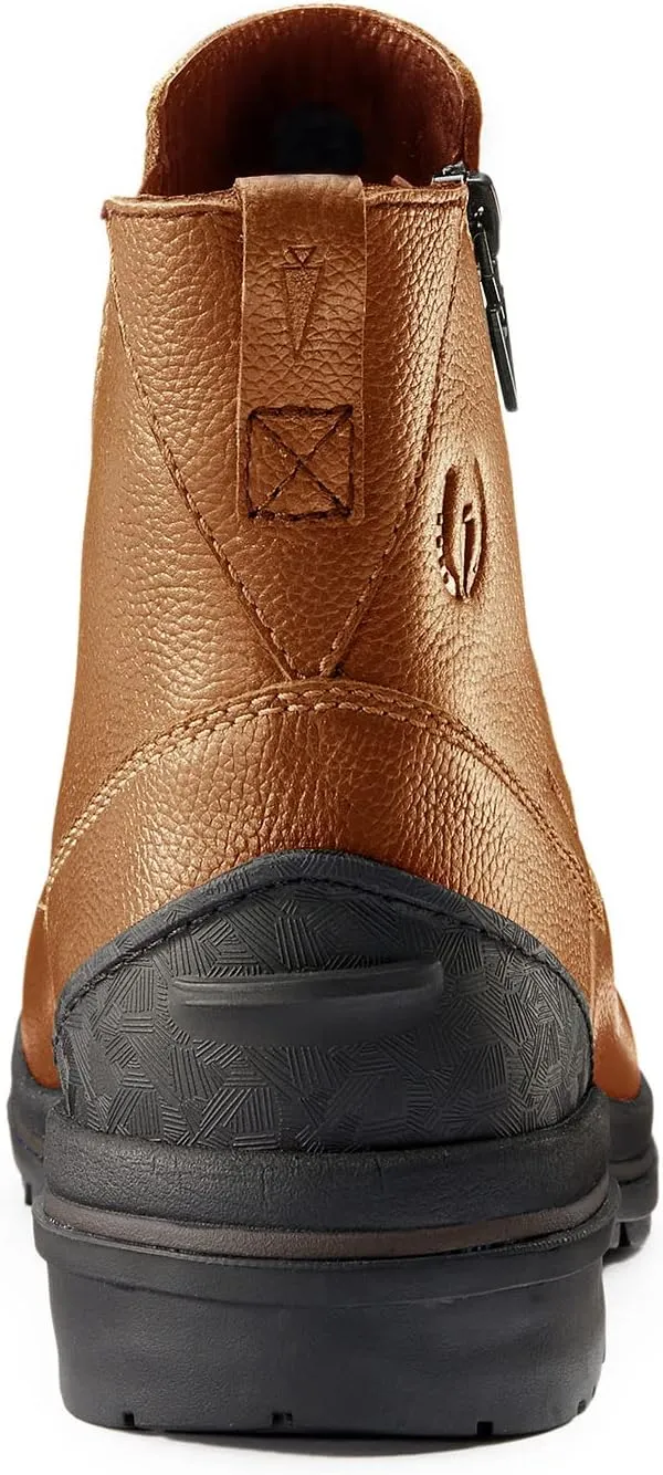 Kerrits Woodstock Waterproof Barn Boot – Durable Leather Women's Barn Work Boots, Wide Footbed, Front Zip, 1" Heel