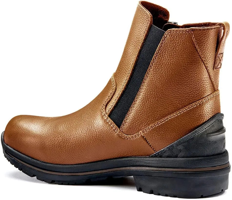 Kerrits Woodstock Waterproof Barn Boot – Durable Leather Women's Barn Work Boots, Wide Footbed, Front Zip, 1" Heel