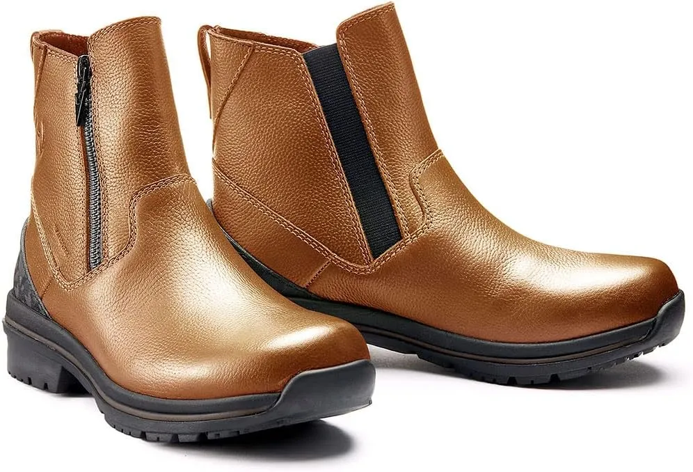 Kerrits Woodstock Waterproof Barn Boot – Durable Leather Women's Barn Work Boots, Wide Footbed, Front Zip, 1" Heel