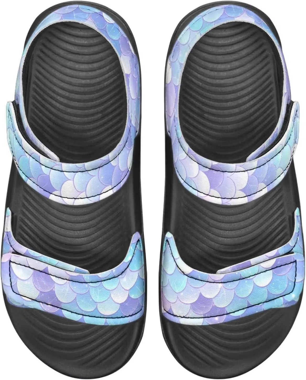 Kids Double Buckle Sandals Fashion Lightweight Non Slip Slides Shoe with Arch Support for Toddler Little Kids Black Sole