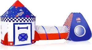 Kids Play Tent with Tunnel Pop Up Space Playhouse Foldable Indoor Outdoor Tent for Kids Toddlers Boys Girls
