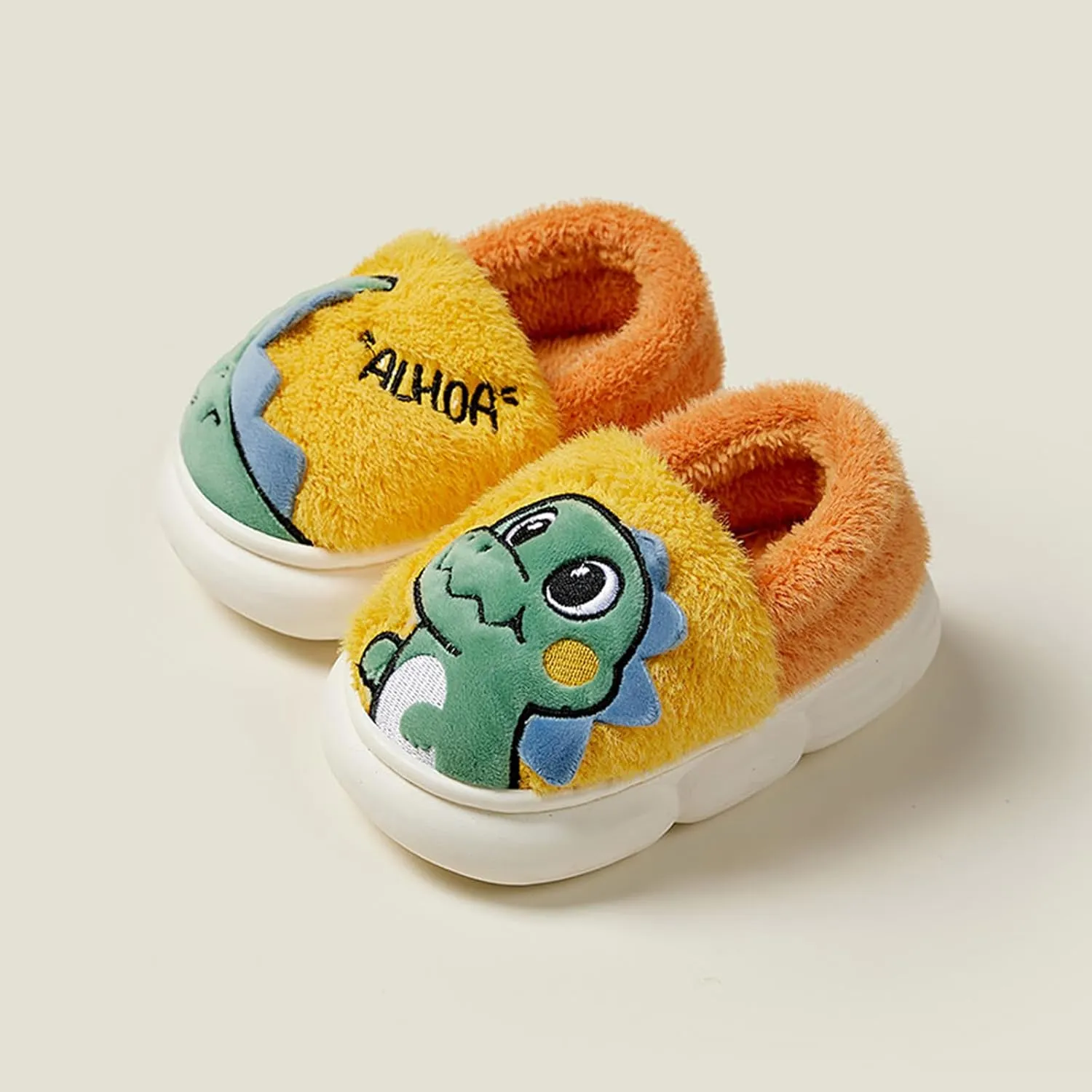 Kids Warm Slippers for House : Fur Lined Cartoon Animal Winter Indoor Slippers for Toddler Boys Girls Cute Fluffy Slip On Non-slip Shoes