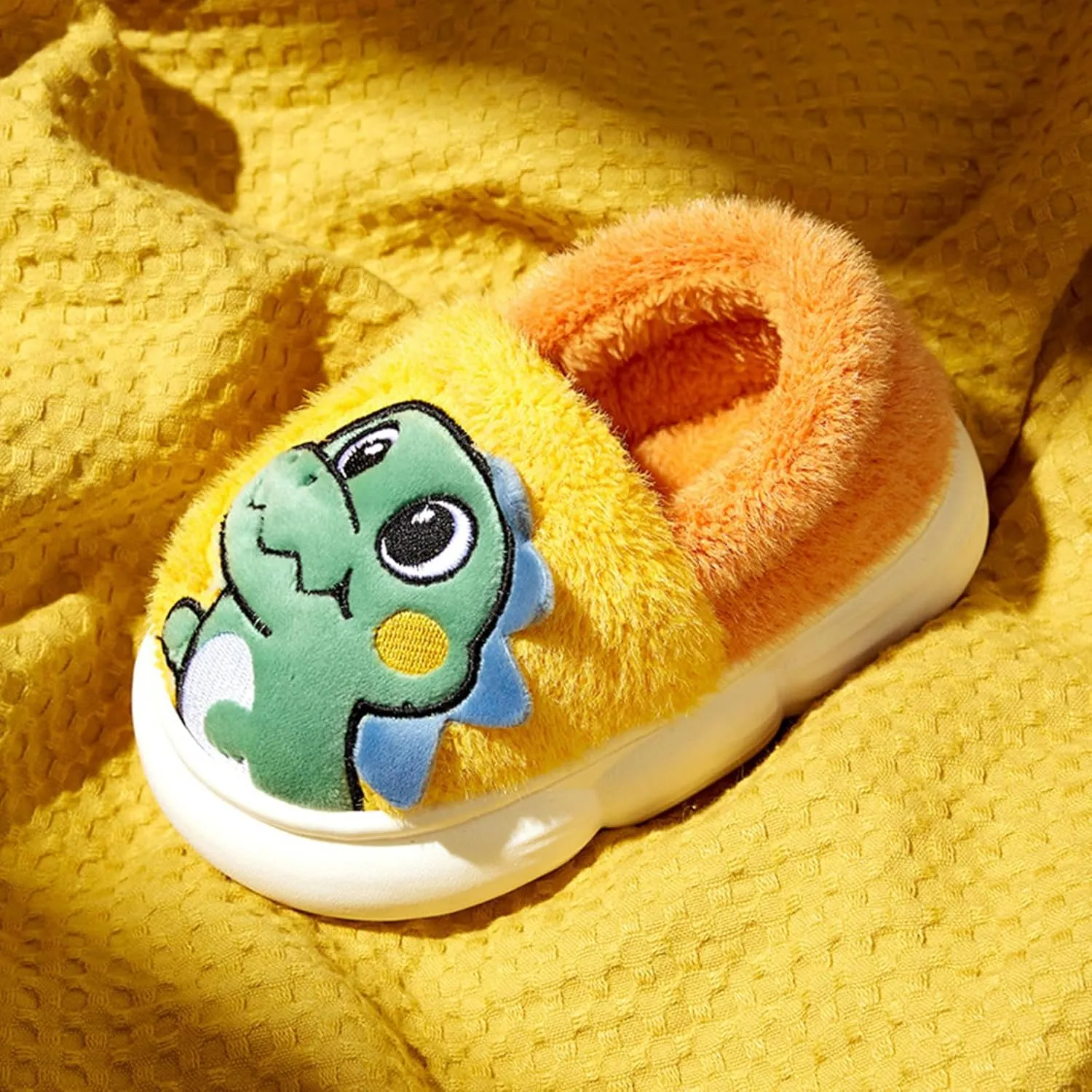 Kids Warm Slippers for House : Fur Lined Cartoon Animal Winter Indoor Slippers for Toddler Boys Girls Cute Fluffy Slip On Non-slip Shoes