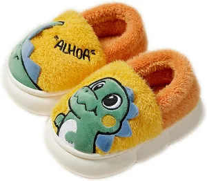 Kids Warm Slippers for House : Fur Lined Cartoon Animal Winter Indoor Slippers for Toddler Boys Girls Cute Fluffy Slip On Non-slip Shoes