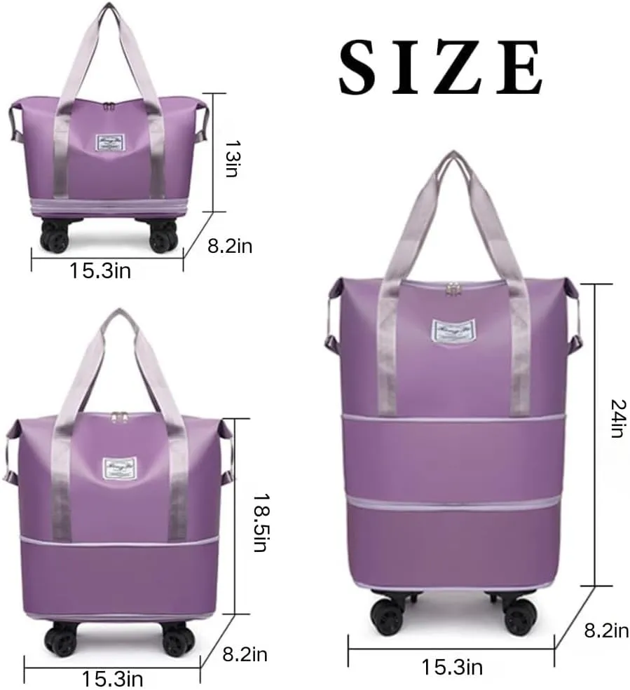 Klarson Expandable Bag, Klarson Expandable Bag with Wheels, Foldable Suitcase without Handle, Waterproof & Wear-Resistant (Gray)