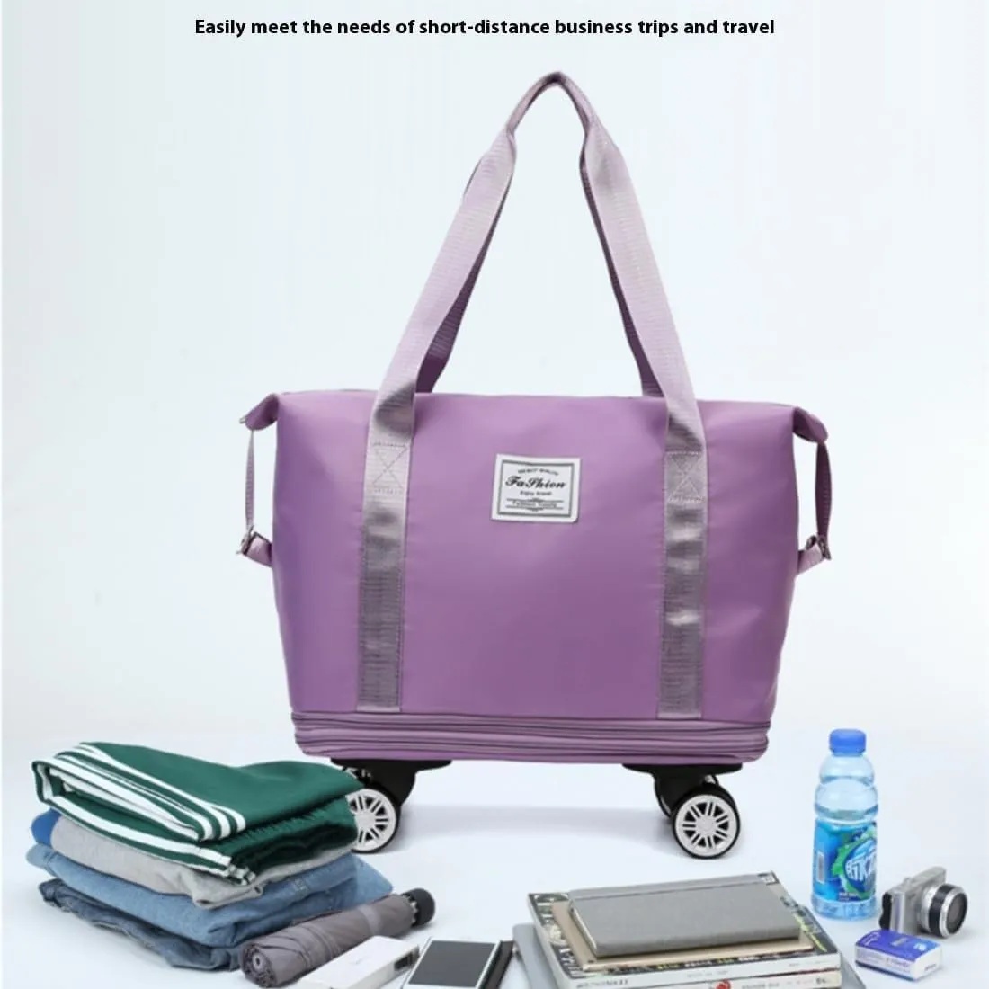 Klarson Expandable Bag with Wheels, Klarson Travel Bag, Collapsible Luggage with Wheels (Fuchsia)