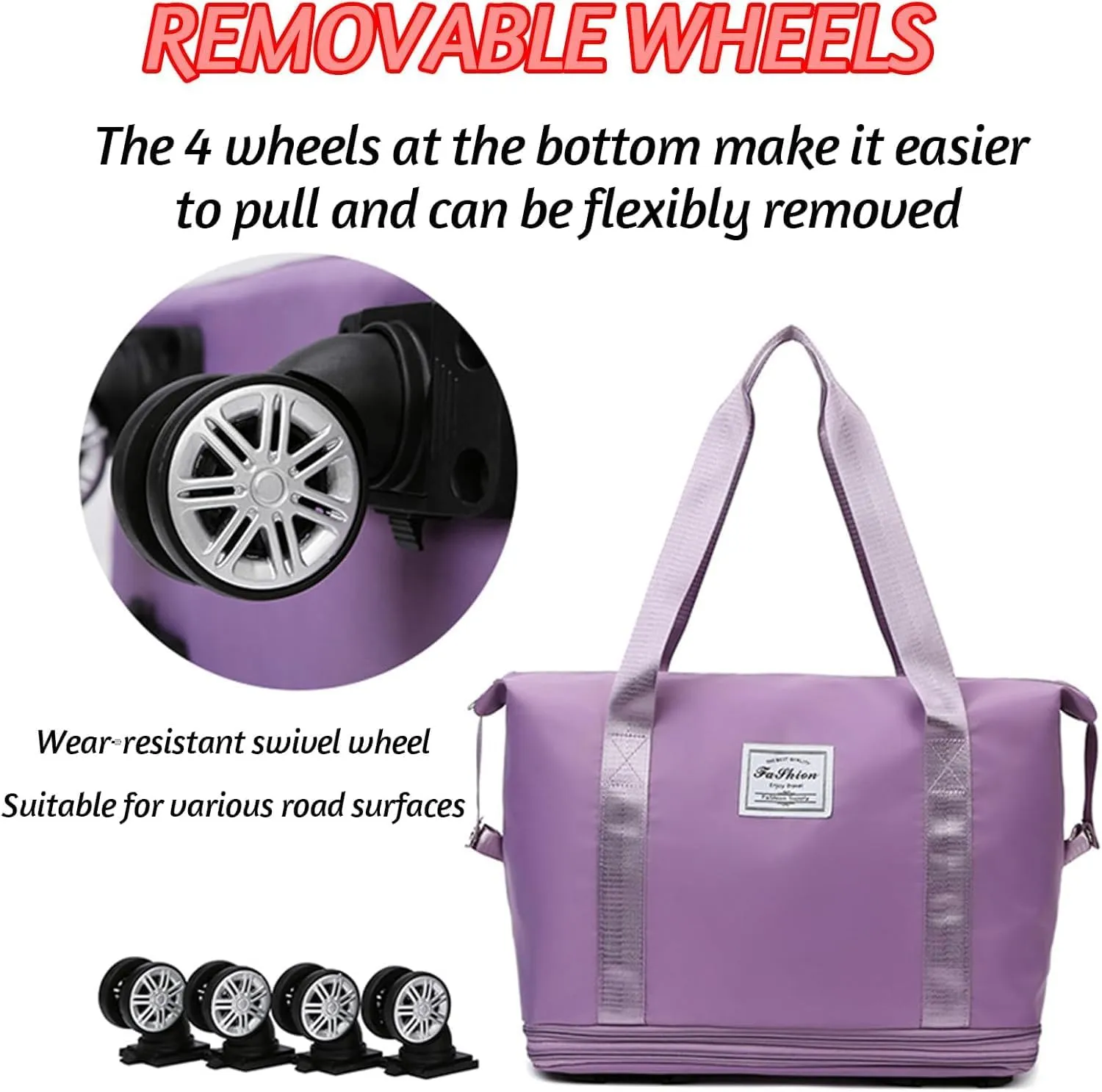 Klarson Expandable Bag with Wheels, Klarson Travel Bag, Collapsible Luggage with Wheels (Fuchsia)