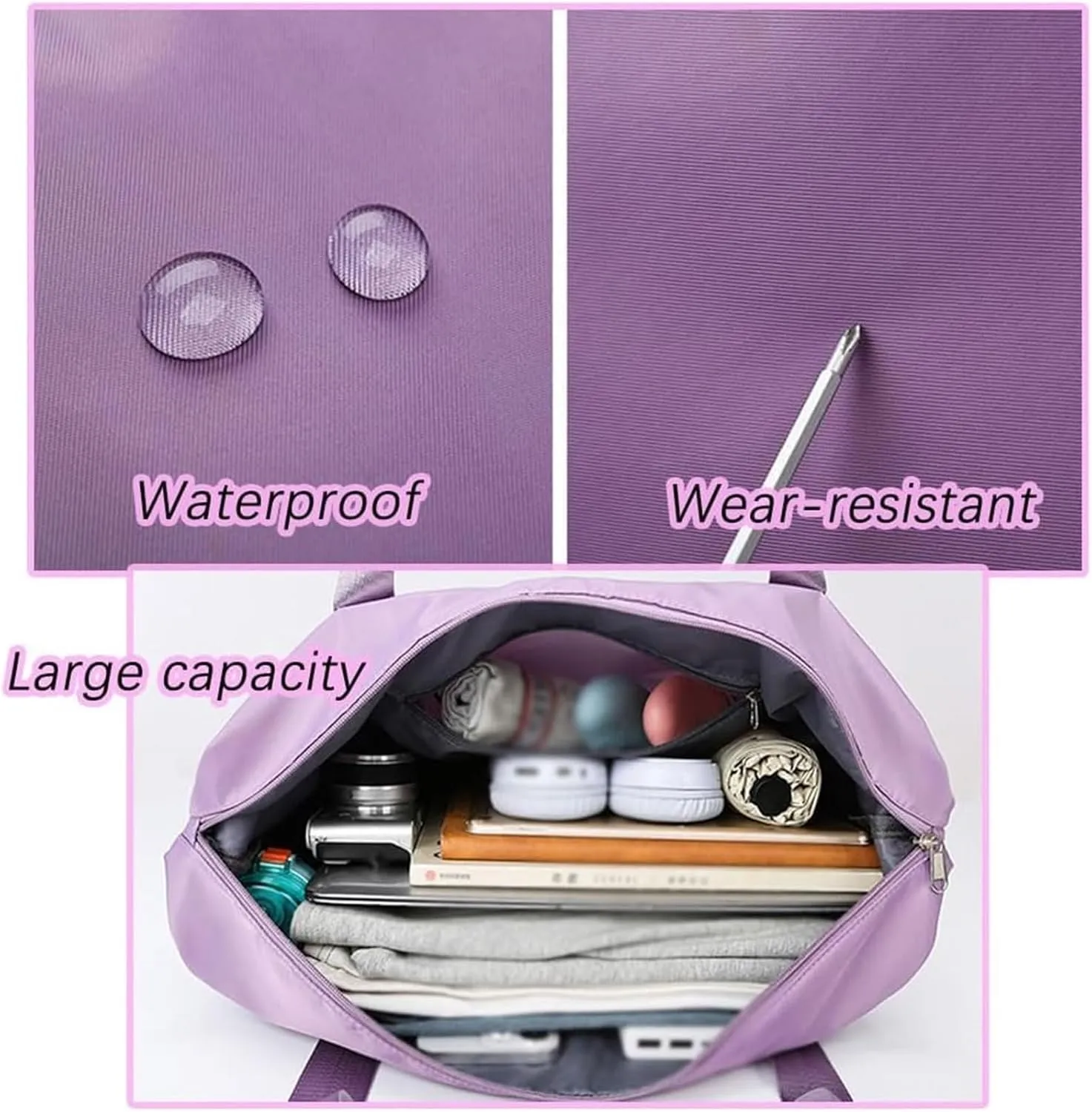 Klarson Expandable Bag with Wheels,Scratch Expandable Travel Duffle Bag with Wheels,Foldable Suitcase Without Handle(Pink)