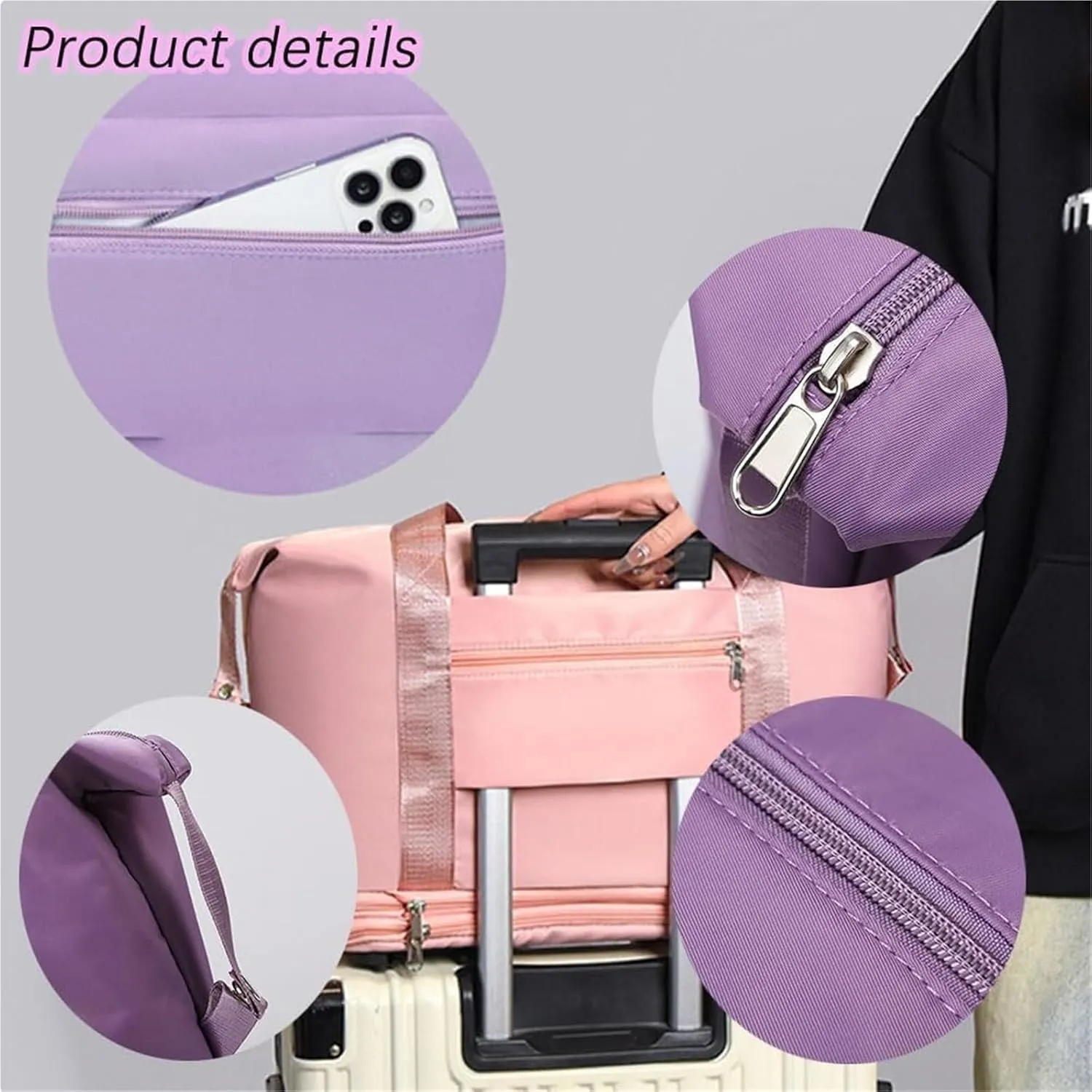 Klarson Expandable Bag with Wheels,Scratch Expandable Travel Duffle Bag with Wheels,Foldable Suitcase Without Handle(Pink)