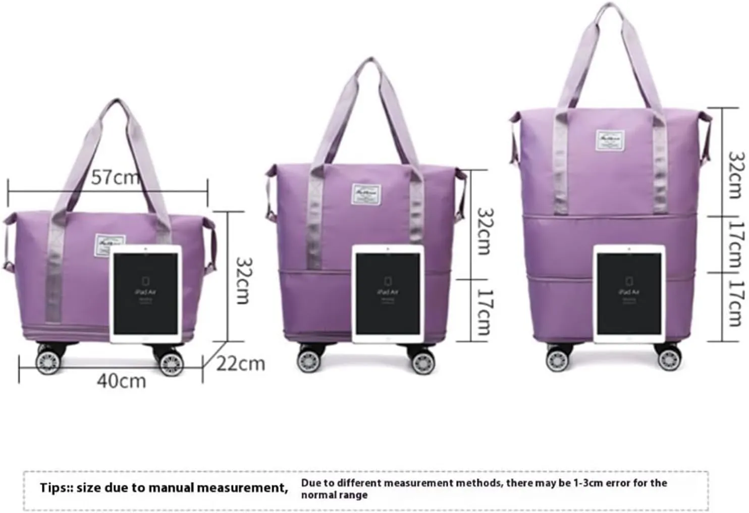 Klarson Expandable Travel Bag with Wheels, Foldable Suitcase Without Handle, Scratch-Resistant, Blue