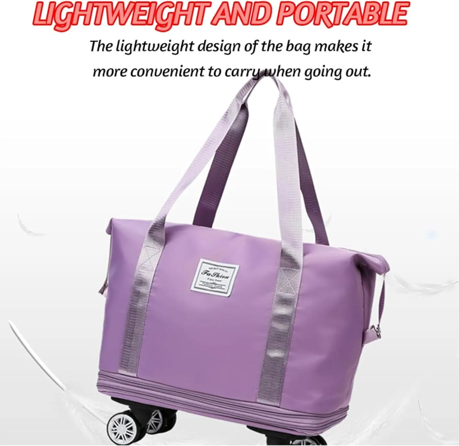 Klarson Expandable Travel Bag with Wheels, Foldable Suitcase Without Handle, Scratch-Resistant, Blue
