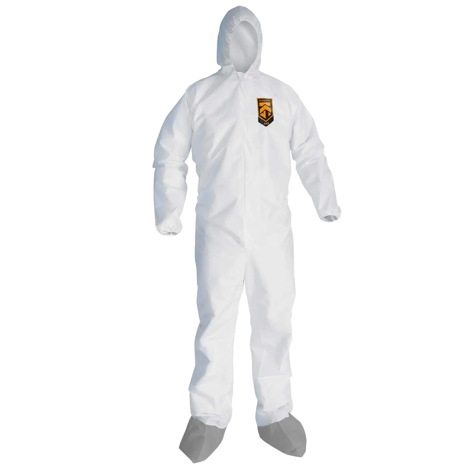 KleenGuard™ KGA300 Liquid & Particle Surface Prep & Paint Protection Coveralls (48976), Zipper Front, Elastic Wrists, Ankles, Hood & Boots, White, Grey Boots, Reflex Design, 3XL (Qty 25)