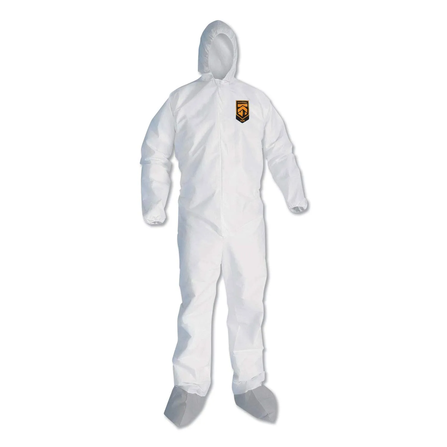 KleenGuard™ KGA300 Liquid & Particle Surface Prep & Paint Protection Coveralls (48976), Zipper Front, Elastic Wrists, Ankles, Hood & Boots, White, Grey Boots, Reflex Design, 3XL (Qty 25)
