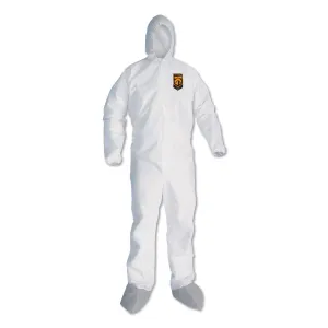 KleenGuard™ KGA300 Liquid & Particle Surface Prep & Paint Protection Coveralls (48976), Zipper Front, Elastic Wrists, Ankles, Hood & Boots, White, Grey Boots, Reflex Design, 3XL (Qty 25)