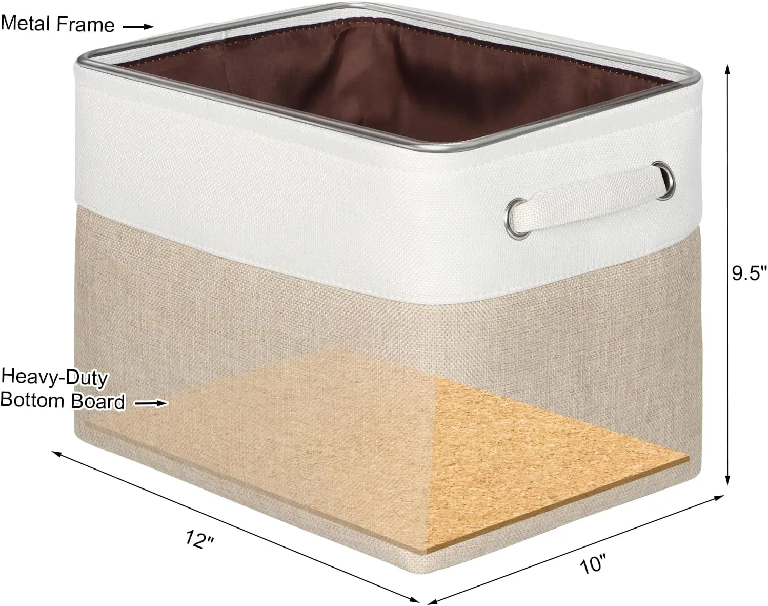 Kntiwiwo Foldable Storage Bin Collapsible Basket 12" x 10" x 9.5" Cube Storage Organizer Bins with Dual Carry Handles for Home Closet Shelves Drawers Organizer, Set of 3, Beige