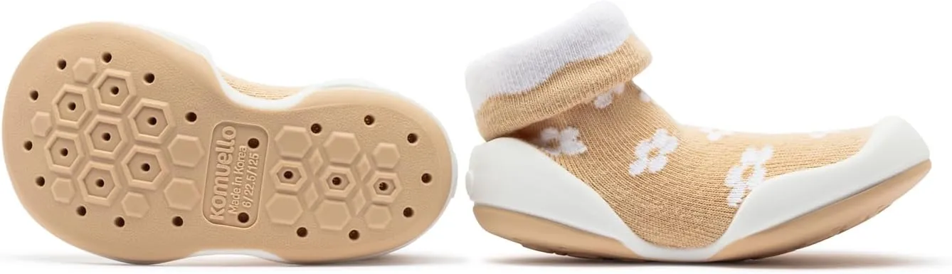 Komuello Toddler Girl Shoes, Premium Materials, Breathable, Washable, Non-Slip, Stay-On, Cotton Socks with Air Pocket Cushion for Indoor and Outdoor - BPA Free Toddler Shoes for Girls