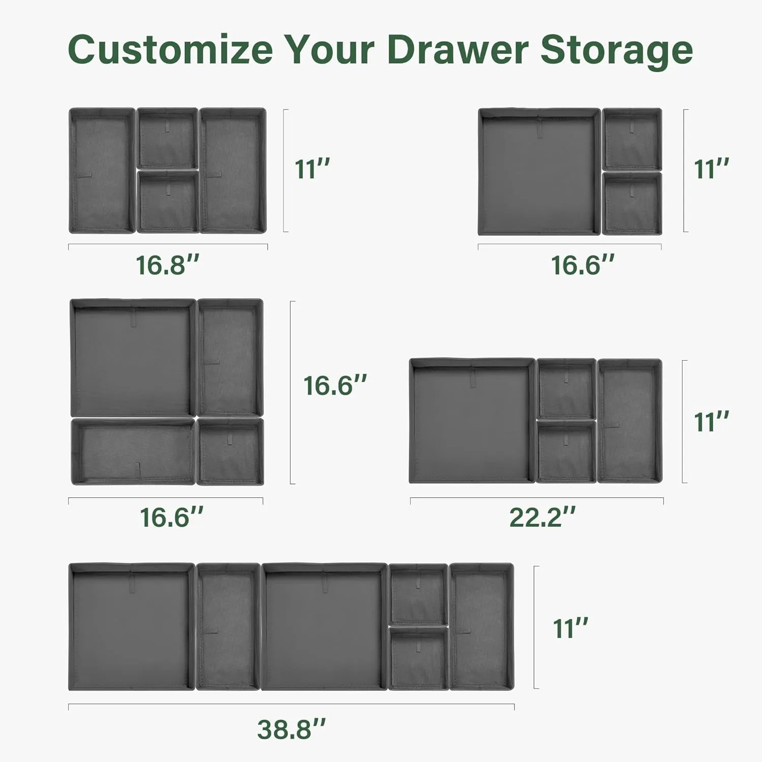 Kootek 16 Pack Drawer Organizer Clothes, Dresser Drawer Organizers for Clothing Fabric Foldable Closet Organizers and Storage Bins for Baby Clothes, Nursery, Underwear, Bras, Socks