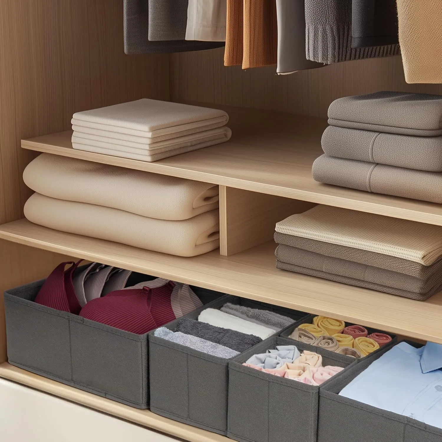 Kootek 16 Pack Drawer Organizer Clothes, Dresser Drawer Organizers for Clothing Fabric Foldable Closet Organizers and Storage Bins for Baby Clothes, Nursery, Underwear, Bras, Socks