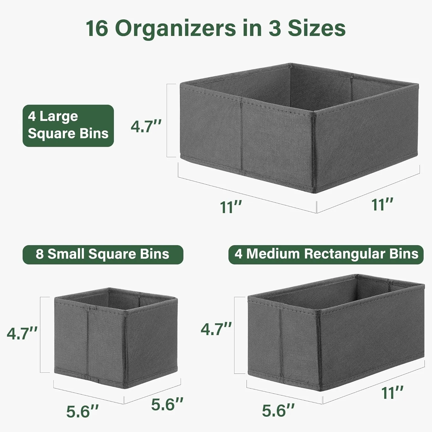 Kootek 16 Pack Drawer Organizer Clothes, Dresser Drawer Organizers for Clothing Fabric Foldable Closet Organizers and Storage Bins for Baby Clothes, Nursery, Underwear, Bras, Socks
