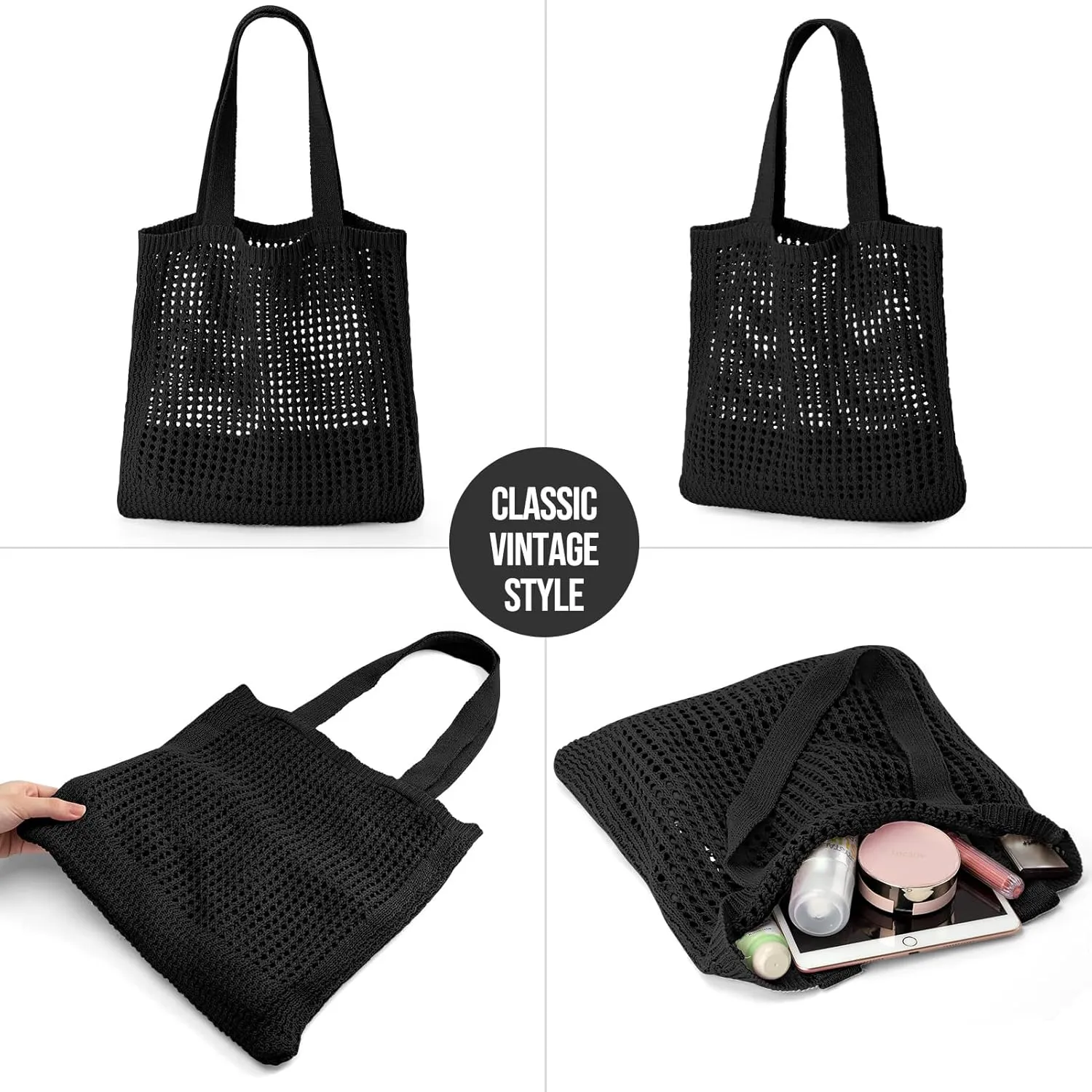 KPX Crochet Tote, Mesh Knitted Shoulder Bag - Large Aesthetic Hobo for Women - Summer