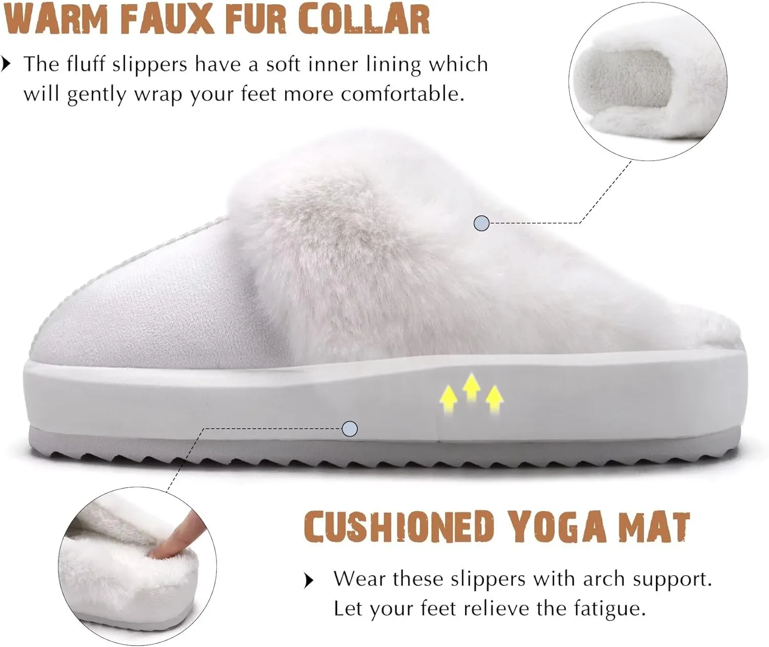 KuaiLu Womens House Platform Slippers Warm Faux Suede Fuzzy Thick Cushioned Yoga Foam Shoes Ladies Slipper Home Lightweight Slip on Indoor Outdoor Non-Slip Hard Sole