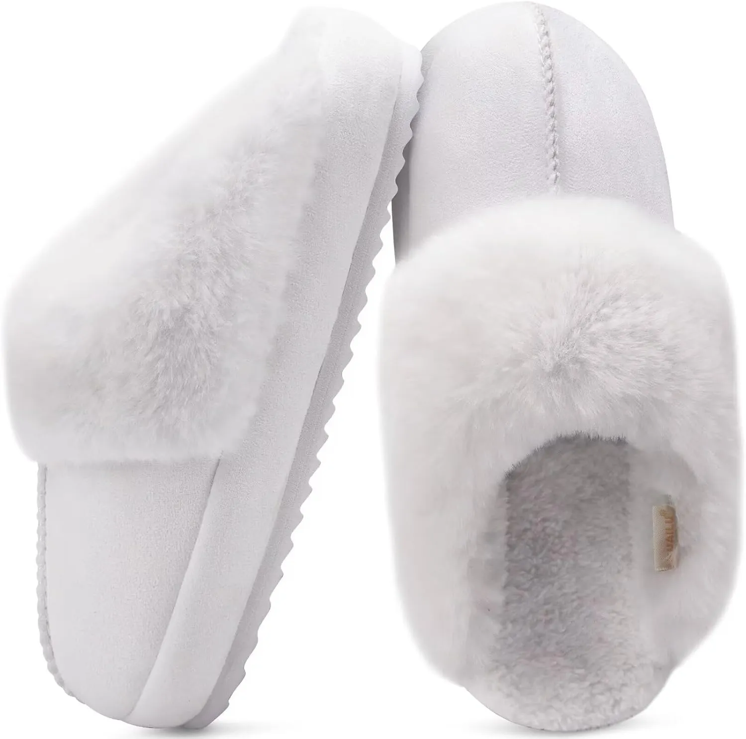 KuaiLu Womens House Platform Slippers Warm Faux Suede Fuzzy Thick Cushioned Yoga Foam Shoes Ladies Slipper Home Lightweight Slip on Indoor Outdoor Non-Slip Hard Sole